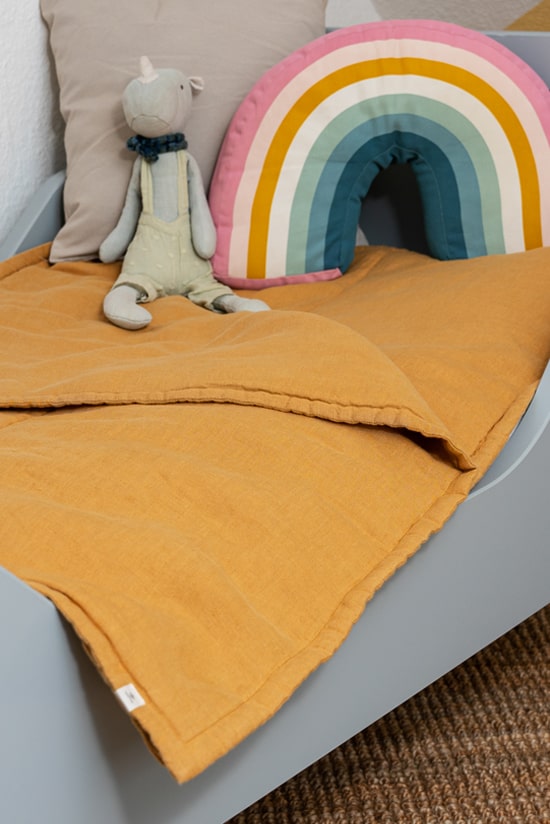 Hanf Kinder Quiltdecke senfgelb
