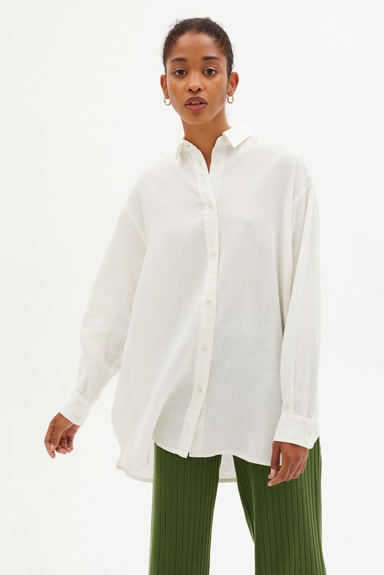 Oversize Damen Bluse Hanf Damen Oversize Bluse ecru