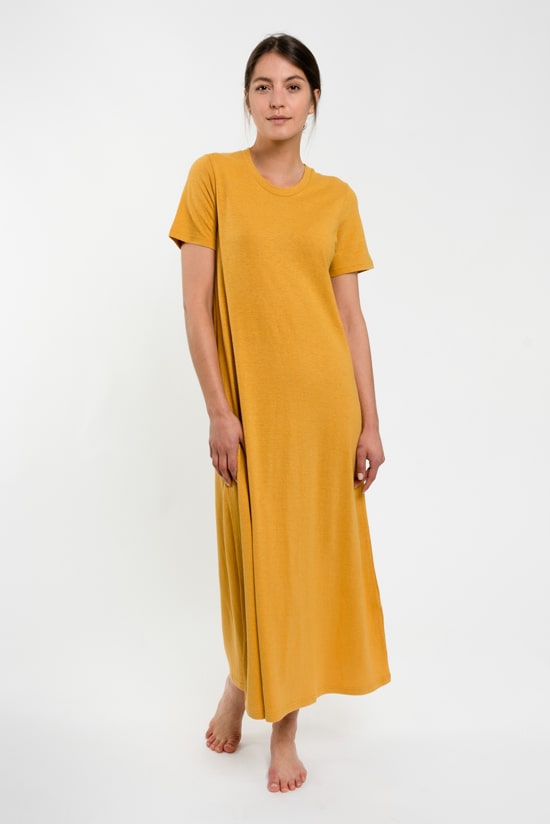 Hanf Jersey Kleid senfgelb Hanf Jersey Kleid senfgelb