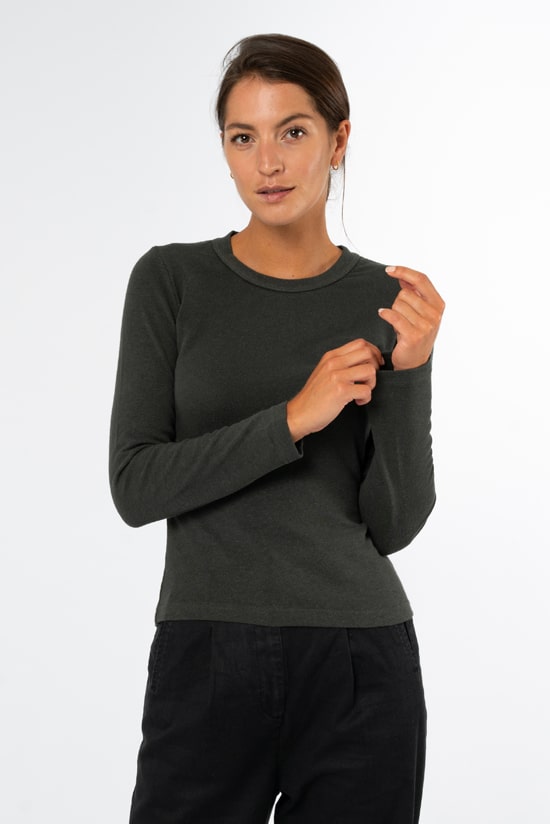 Hanf Damen Longsleeve dunkelgrün Hanf Damen Longsleeve dunkelgrün
