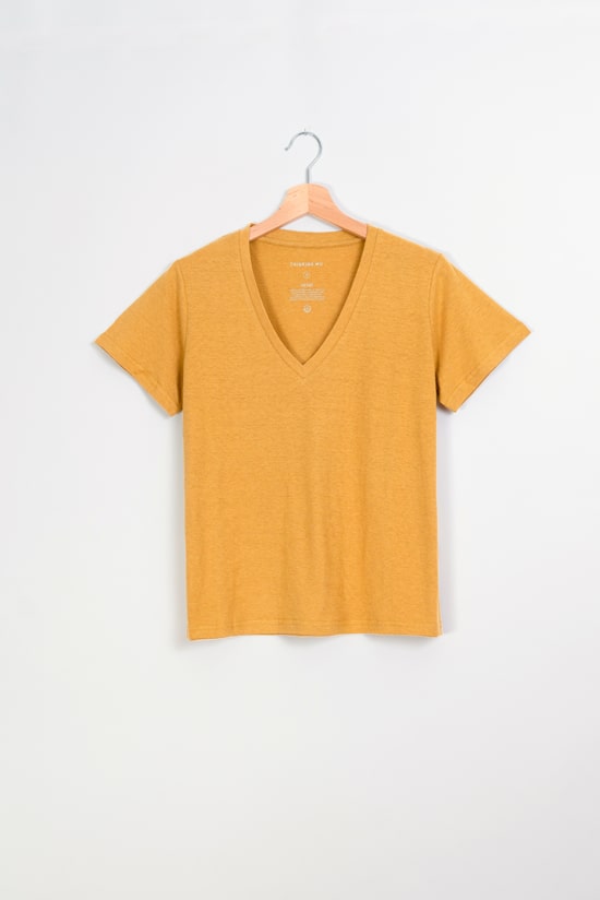 Hanf Damen V-neck T-Shirt senfgelb Hanf Damen V-neck T-Shirt senfgelb