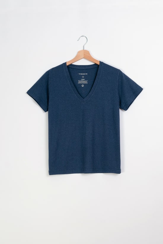 Hanf Damen V-Neck T-Shirt navy Hanf Damen V-Neck T-Shirt navy