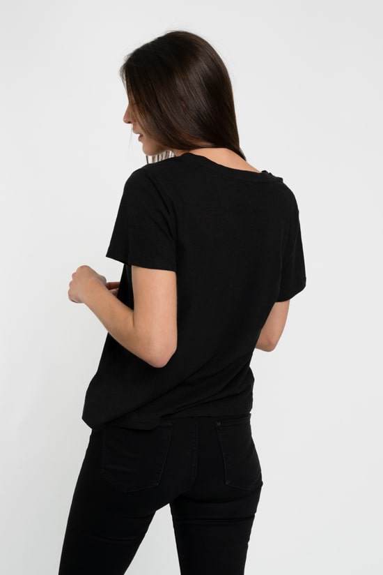 Hanf Damen V-Neck T-Shirt schwarz Hanf Damen V-Neck T-Shirt schwarz
