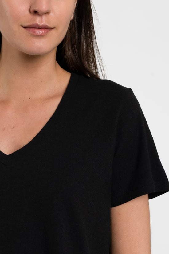 Hanf Damen V-Neck T-Shirt schwarz Hanf Damen V-Neck T-Shirt schwarz