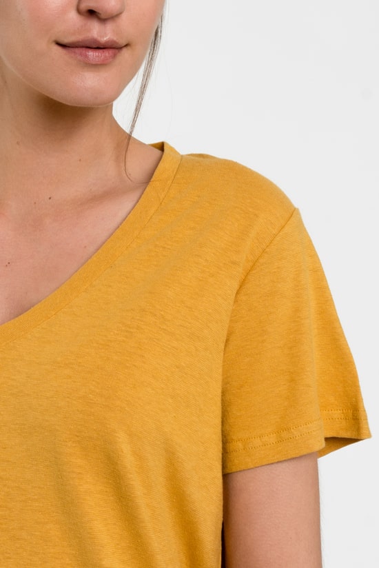 Hanf Damen V-neck T-Shirt senfgelb Hanf Damen V-neck T-Shirt senfgelb