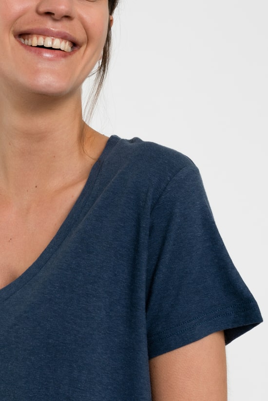 Hanf Damen V-Neck T-Shirt navy Hanf Damen V-Neck T-Shirt navy
