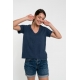 Hanf Damen V-Neck T-Shirt navy Hanf Damen V-Neck T-Shirt navy