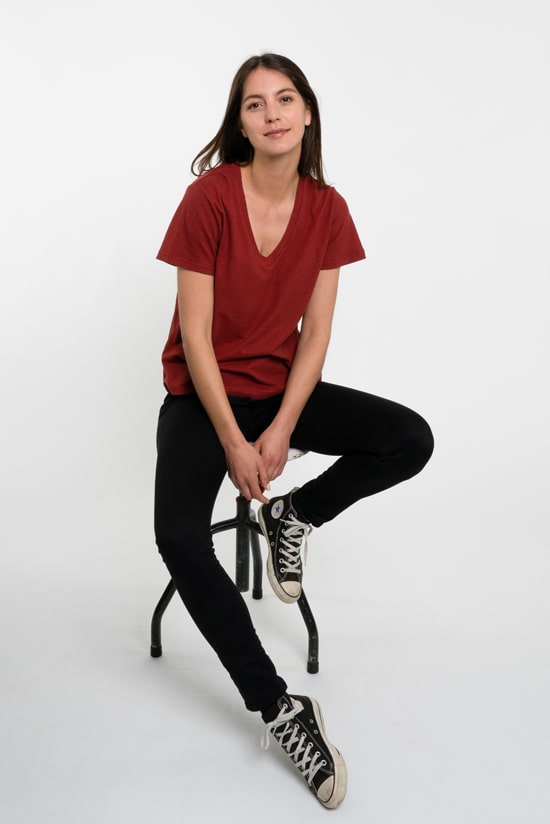 Hanf Damen V-Neck T-Shirt rostrot Hanf Damen V-Neck T-Shirt rostrot