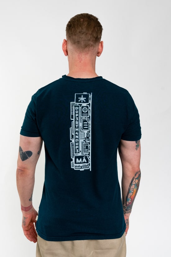 Hanf Herren Print T-Shirt petrol