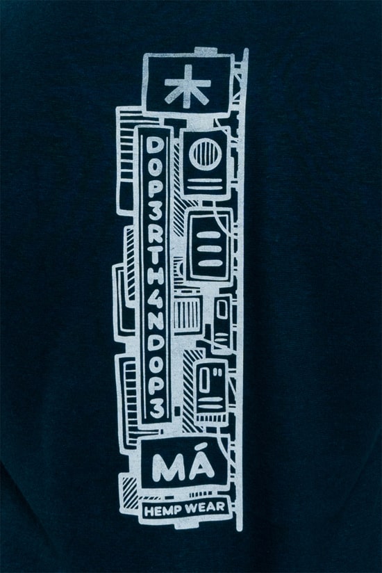 Hanf Herren Print T-Shirt petrol